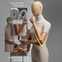 Load image into Gallery viewer, Luxury Female Male Dress Form, Linen Display Mannequin with Wooden Head Model for Fashion Cloth Dressmaker Dummy. Square Silver Base

