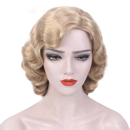 Custom Wig, Female Curly Synthetic Wig With Bangs,Handmade Short Curly Hair,Hair for Window Manikin Head Decorate,Retro Wigs, Cosplay Wig DL2392 De-Liang Dress Forms