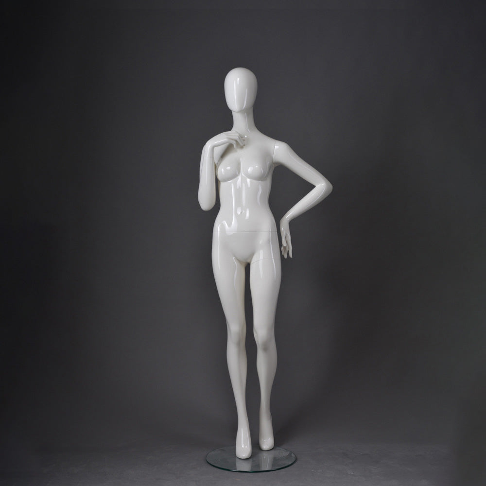 Maniquí femenino de cuerpo entero DE-LIANG: maniquí ajustable con torso para exhibición, maniquí moderno para boutiques de moda y escaparates.