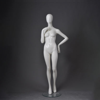 Maniquí femenino de cuerpo entero DE-LIANG: maniquí ajustable con torso para exhibición, maniquí moderno para boutiques de moda y escaparates.