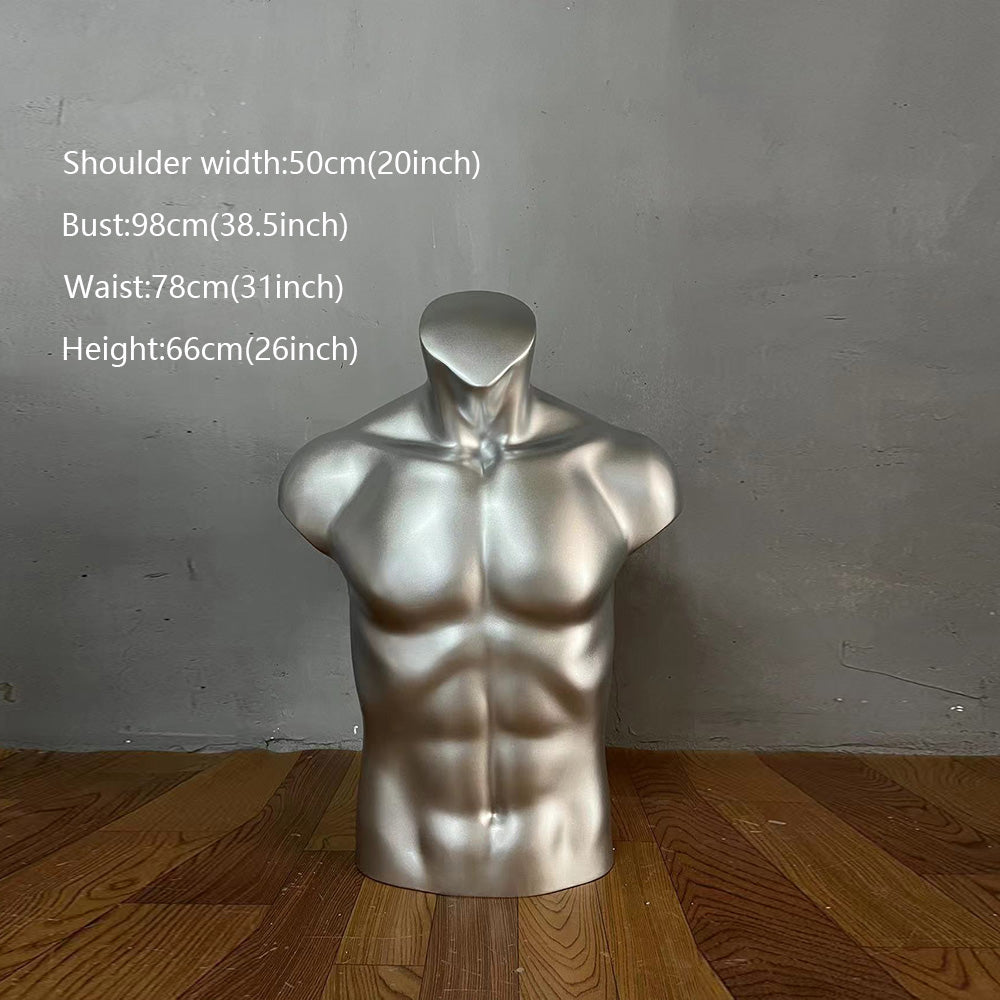 DE-LIANG Fiberglass Fashion Male Sport Mannequin Torso,Elbow,Arms,Waist And Hip Protector Props,Silver Mannequin Props for Athletic Brace Display