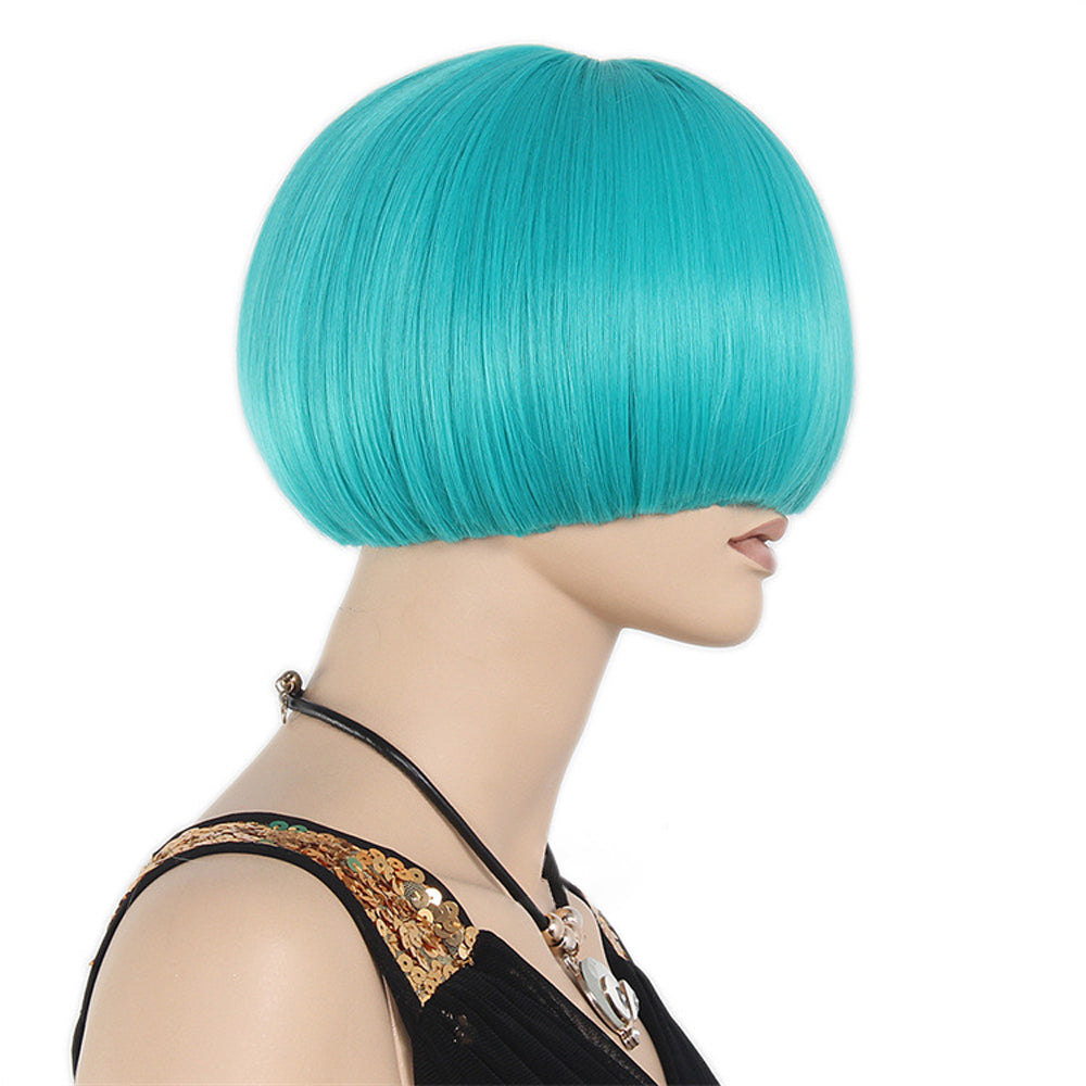 White/Green 21'' BOBO Wig For Mannequin Use Only,Handmade Short Wigs with Cover Shelf,Short Hair for Window Manikin Head Decorate,Green