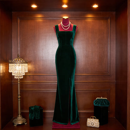 DE-LIANG Burgundy Suede Female Mannequin - Full Body Dress Form for Bridal Boutique