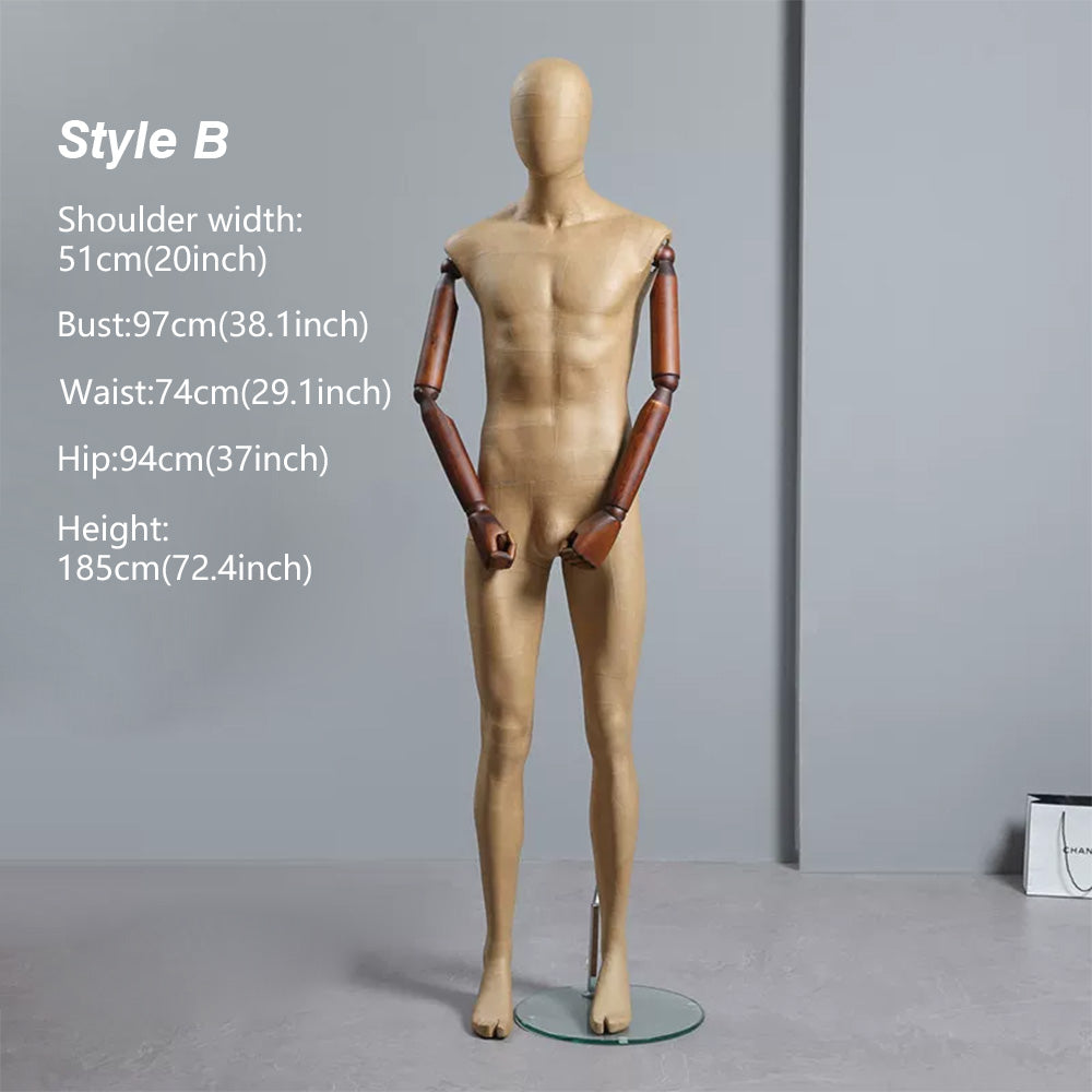 DE-LIANG Vintage Kraft Paper Mannequin - Full Body Male Female Clothing Display