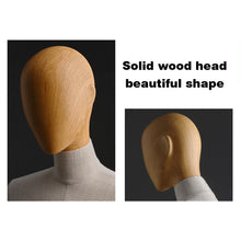 Load image into Gallery viewer, DE-LIANG Female Half Body Mannequin,Linen Display Mannequin with Wooden Head Model for Fashion Cloth Dressmaker Dummy,Model Props Shot Dummy DL0069
