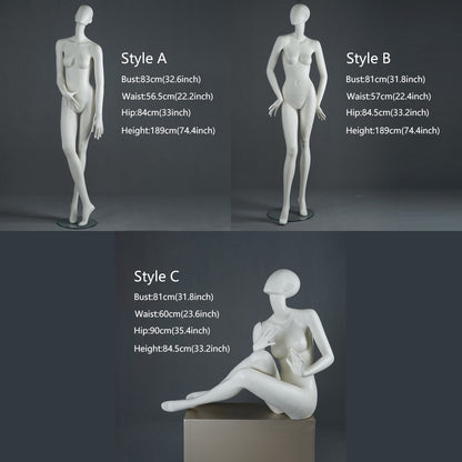 DE-LIANG Female Full Body Mannequin | Matte White Fiberglass Realistic Dress Form Display | Elegant Standing & Sitting Window Display Model for Clothing Stores, Boutiques & Fashion Exhibitions
