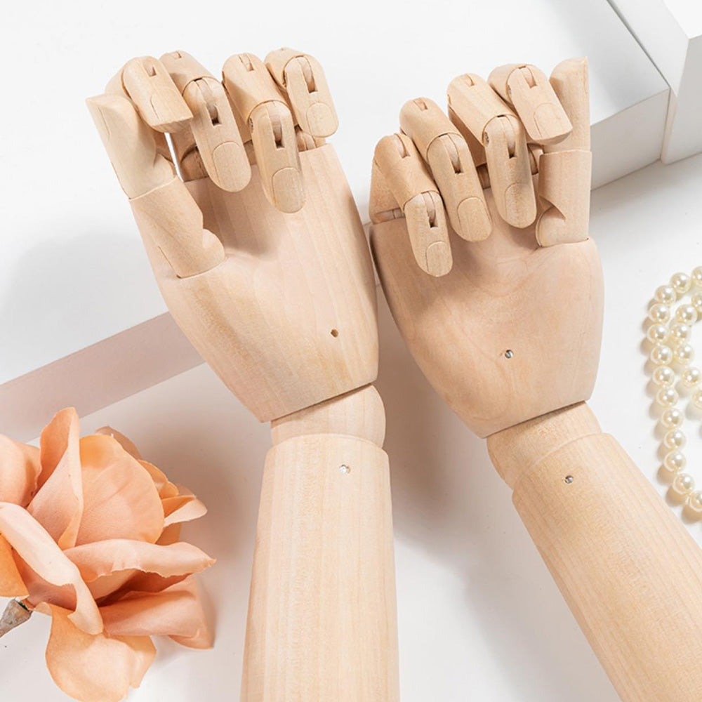 DE-LIANG Wooden Articulated Hand Mannequin with Stand – Jewelry & Bag Display Prop