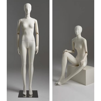 Sculpted Fabric Female Mannequin with Wooden Arms