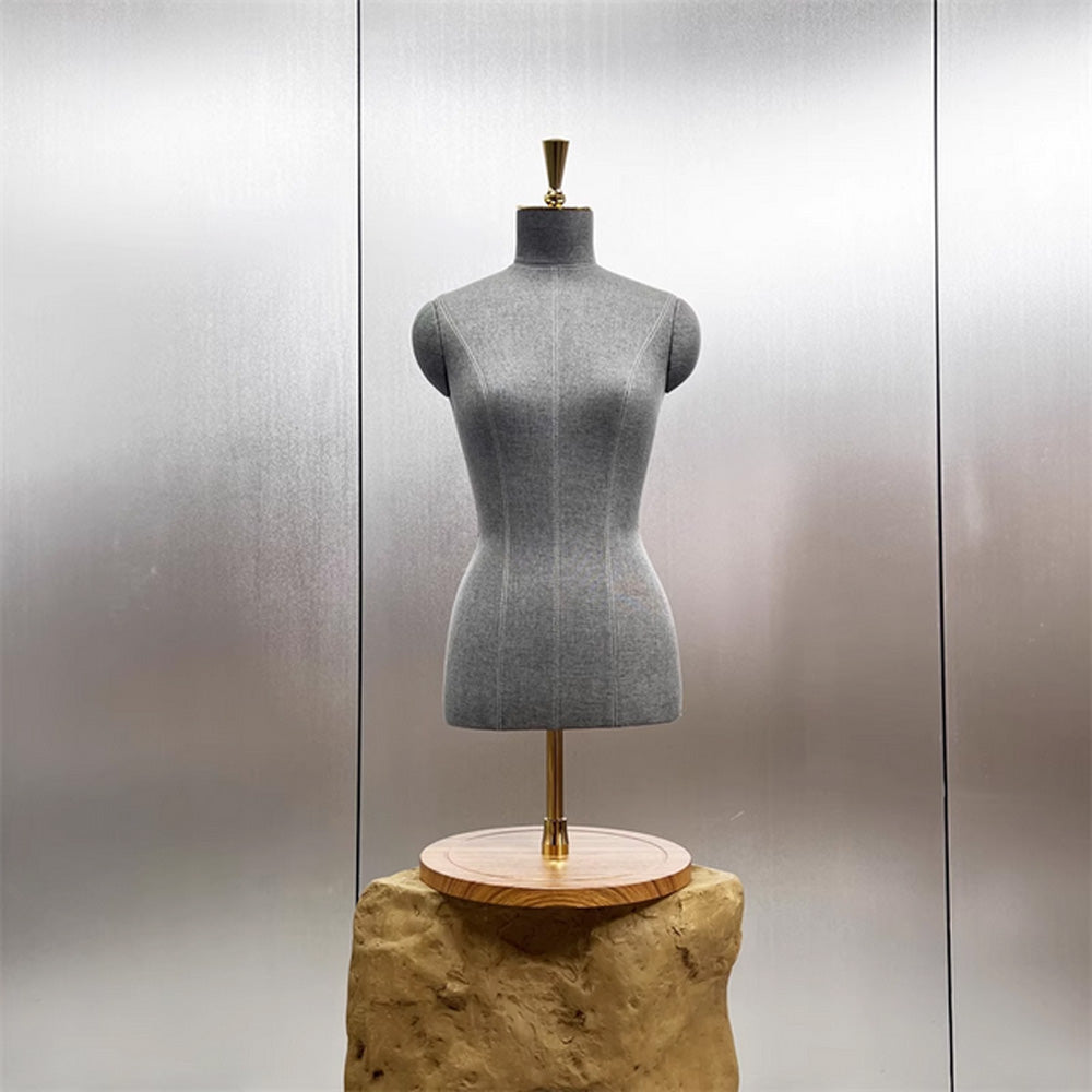 Luxury Clothing Store Female/Male Half Body Mannequin,Gray Dress Form Fabric Suit Pants Rack Display,Half Body Torso With Golden Cross Base