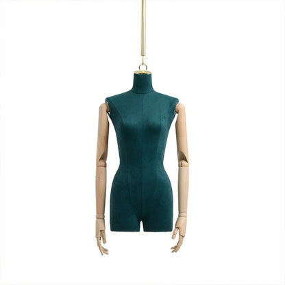 DE-LIANG Hanging Display Mannequin Half Body Form,Suede Fabric Dress Form,Manikin Model for Wedding Display,Women Form with Gold Hook