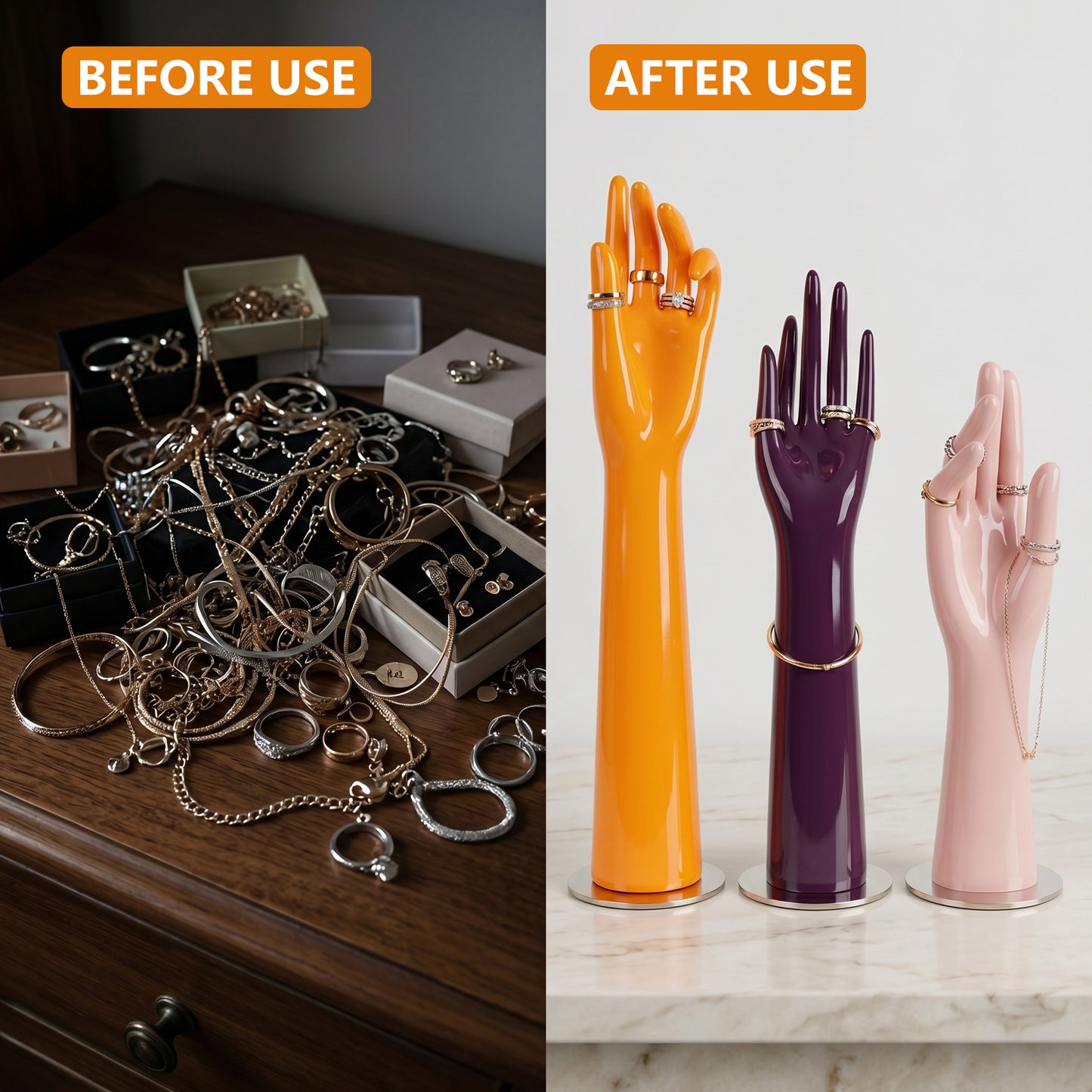 DE-LIANG Jewelry Hand Display Stand | Mannequin Hand for Rings & Bracelets | 6 Colors