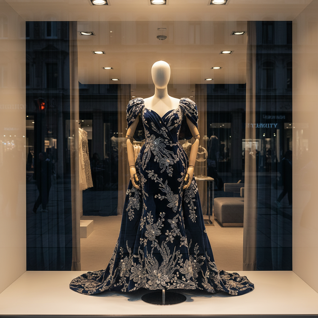 Boutique-display-mannequin-with-adjustable-gold-base