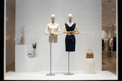 半身竹节麻模特橱窗展示场景图