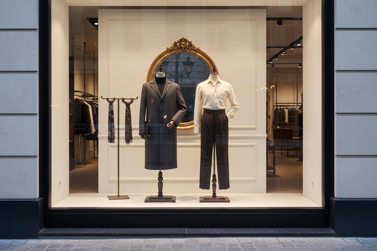 男半身模特橱窗展示场景