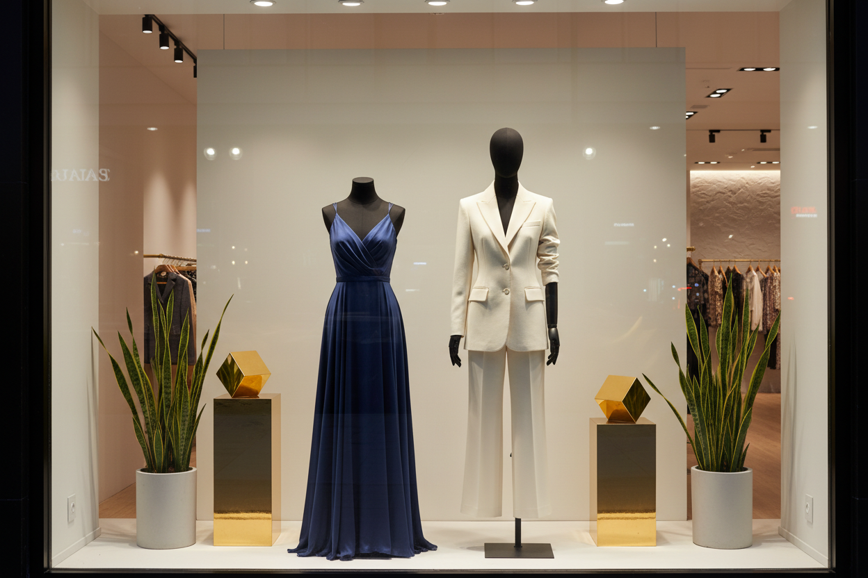 黑色模特橱窗展示场景图