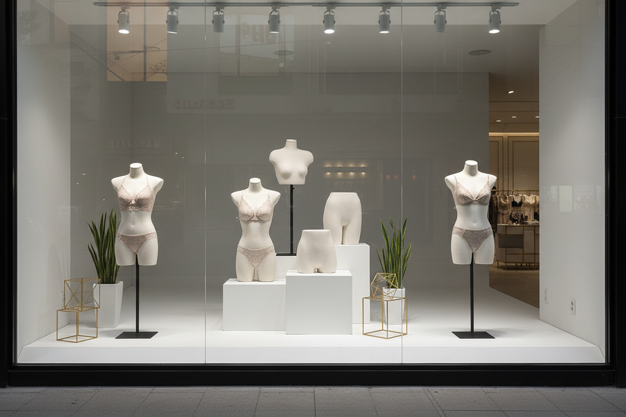 白色模特组合橱窗展示-无底座版