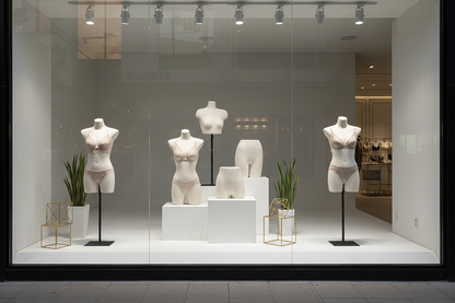 白色模特组合橱窗展示-无底座版