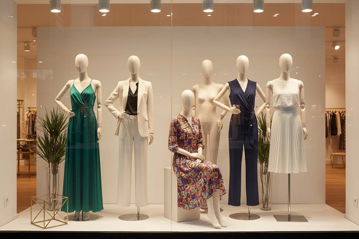 白色哑光喷漆模特橱窗展示场景