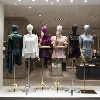 DE-LIANG Female Half Body Mannequin with Head & Wooden Arms