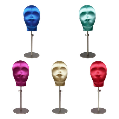 DE-LIANG Plus Size Female Silk Mannequin Head with Adjustable Stand for Wigs & Hats