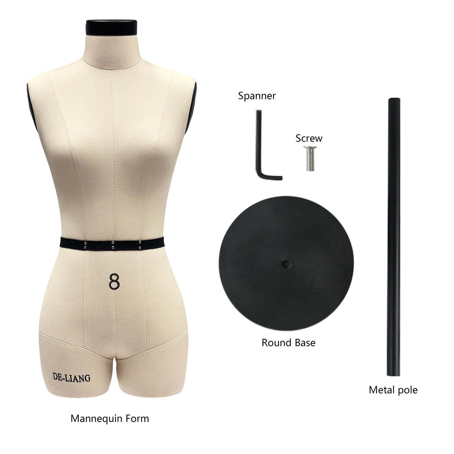 DE-LIANG 1:2 Mini Female Dress Form – Half Scale Sewing Mannequin (Size 8  Not Full Size)