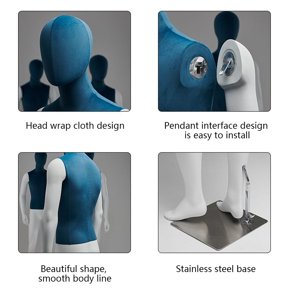 DE-LIANG model props, full body Male mannequin display dummy, Clothing store you male full-body model props glass steel cloth dummy head mannequin shooting clothes blue display shelf DL0008 DE-LIANG