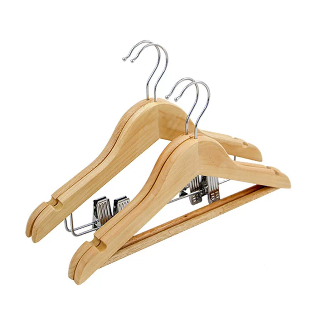 DE-LIANG Kids Solid Wood Hangers with Clips | Non-Slip Children's Closet Hangers Ages 2–8