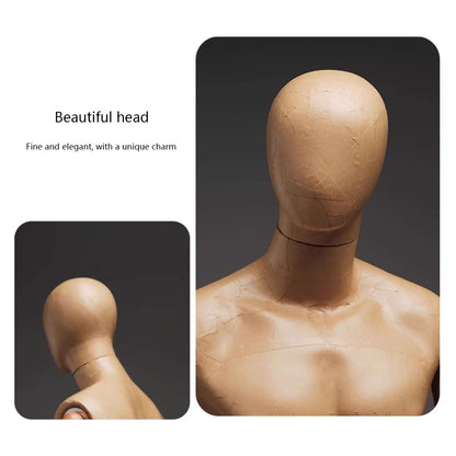 DE-LIANG Kraft Paper Full Body Mannequin: Wooden Arms, Clothing Display