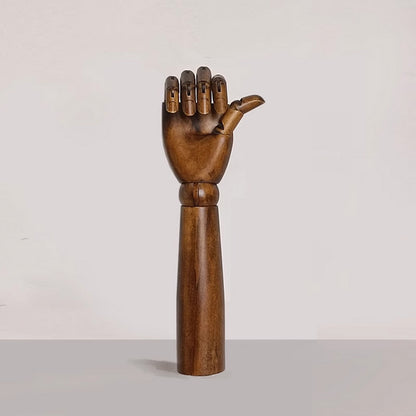 Main de mannequin en bois marron vintage tendance, présentoir pour mains droites et gauches flexibles, présentoir pour gants, bagues, montres, lunettes, bijoux