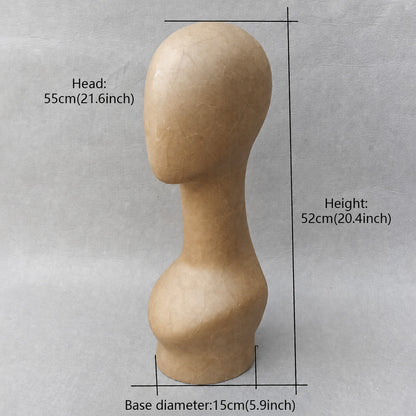 DE-LIANG Kraft Paper Mannequin Head & Dress Form for Garment Sample Display & Hat Wig