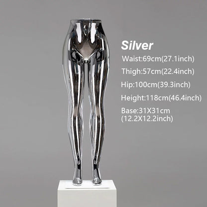 DE-LIANG Female Lower Body Mannequin Legs | Chrome Electroplated Pants Display Form