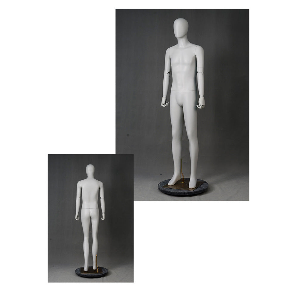 DE-LIANG Luxury Male Full Body Mannequins,Matte White Male Dress Form Display Mannequis with Base,Stand Realistic Model for Clothing Shops