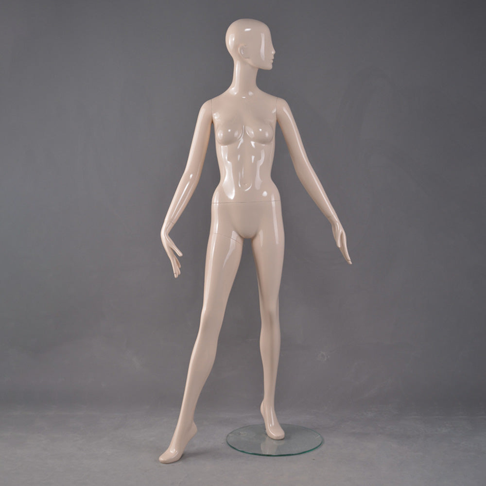 DE-LIANG Female Full Body Mannequin,Glossy White/Black Fiberglass Realistic Dress Form Display,Elegant Standing Window Display Model for Clothing Stores, Boutiques & Fashion Exhibitions