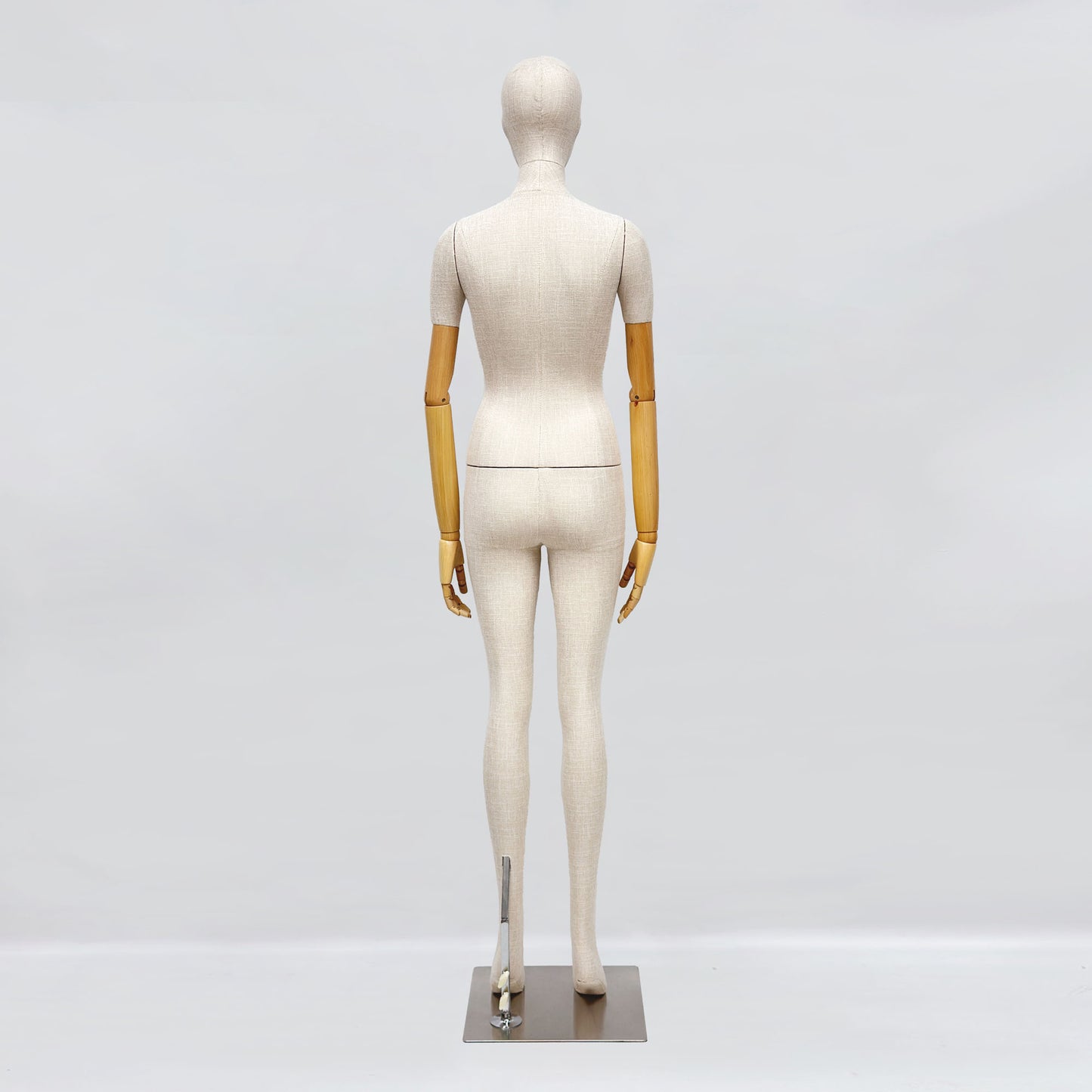 Luxury Female Male Full Body Bamboo Beige Linen Display Mannequin with Fiberglass Short Arms Maniquin Vintage,Jewelry bust display 1 pcs