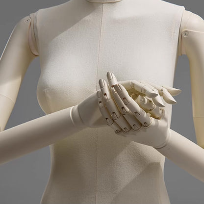 DE-LIANG Luxury Full Body Female Mannequin Set,Fabric Covered Retail Display Mannequins with Arms & Metal Base,Window Display, Boutique Clothing Form, Retail Visual Merchandising