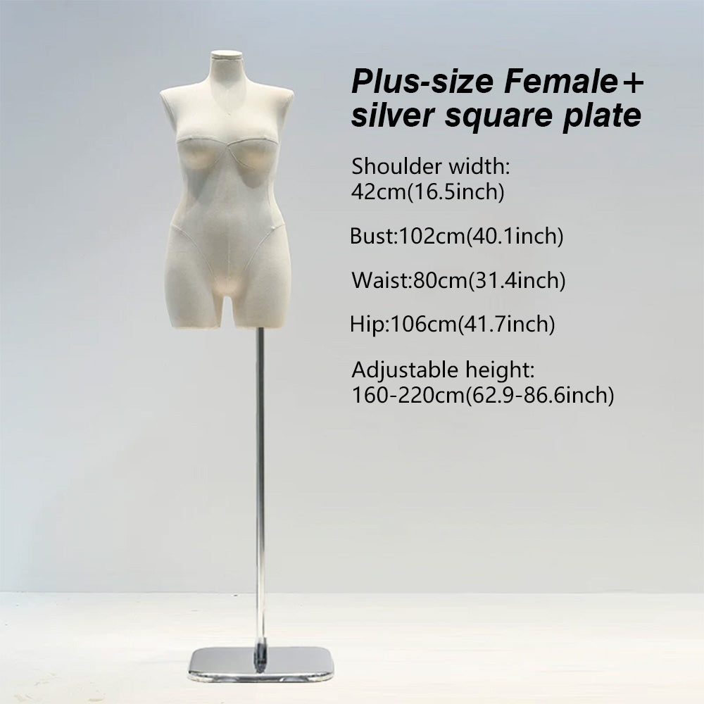 DE-LIANG Premium Plus Size Female Display Mannequin | Professional Curvy Dress Form with Flexible Articulated Wood Arms