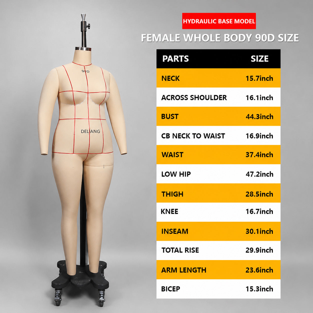 Maniquí femenino DL900 36B, modelo de sastrería de lencería para costura, maniquí de modista adulto de medio cuerpo de alta calidad por mar.