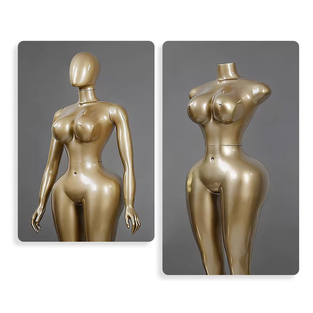 Professional Chrome Plated Female Mannequin - Full Body Dress Form Display Stand for Retail & Boutique