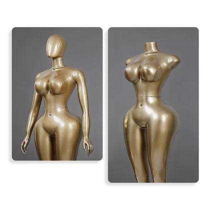Professional Chrome Plated Female Mannequin - Full Body Dress Form Display Stand for Retail & Boutique
