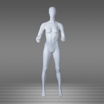 DE-LIANG Abstract Female Full Body Fiberglass Mannequin – White Matte Retail Clothing Display Form