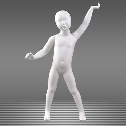 DE-LIANG Matte White Kids Full Body Mannequin,Child Standing/Sitting Pose Fiberglass Dress Form Torso with Facial Features,Display Dummy for Clothing Store Window & Boutique Fashion Display