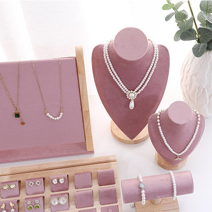 DE-LIANG Pink Velvet Jewelry Display Stand Set – Perfect for Jewelry Stores & Boutiques