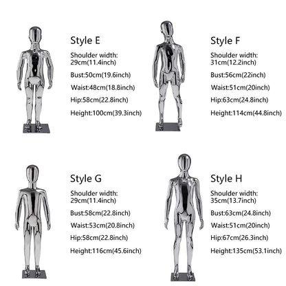DE-LIANG Luxury Child Full Body Mannequin,Electroplated Baby Kids Dress Form Fiberglass Display,Girl Boy Teenage Mannequin For Clothes Displa