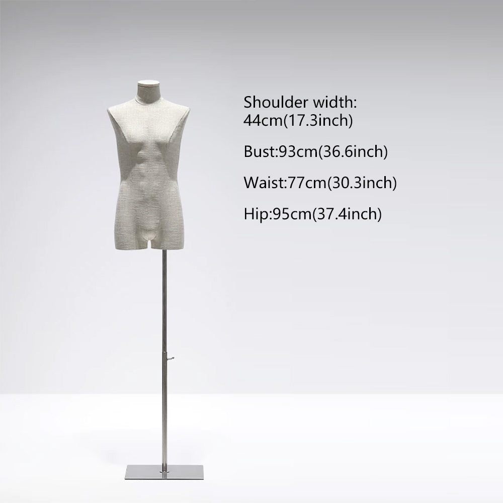 DE-LIANG Male Mannequin Slub Linen Muscle Torso | Menswear Window Display Stand