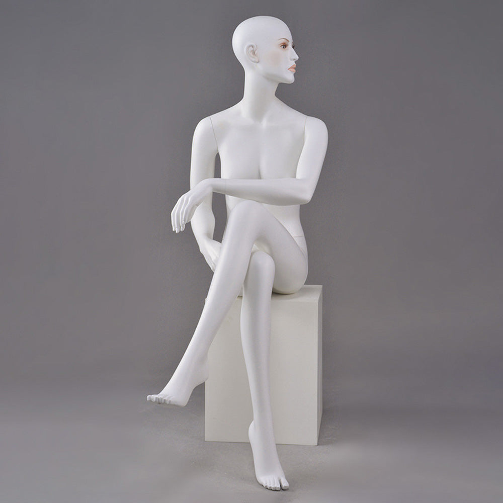 DE-LIANG White Female Full Body Mannequin with Abstract Head,Realistic Fiberglass Display Model for Boutique & Clothing Store Window Display