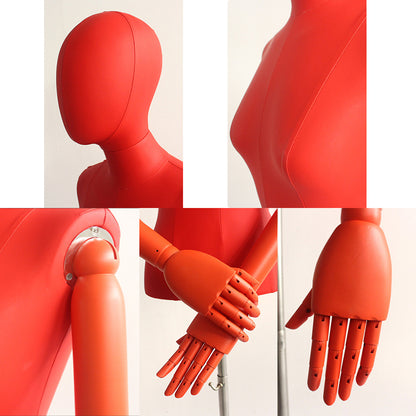DE-LIANG Leather Female Half Body Mannequin with Arms & Gold Base – Luxury Dress Form Torso, Fiberglass Display Model for Boutique Clothing, Jewelry & Fashion Window Display