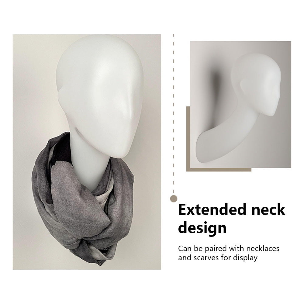 DE-LIANG Female Wall-Mounted Mannequin Head with Long Neck for Wig, Hat & Retail Display