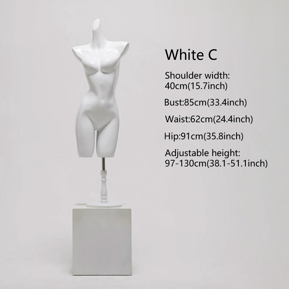 DE-LIANG Female Lingerie Display Form - White Gold Full Half Body Mannequin Bust Torso Hip Bra Panty Prop