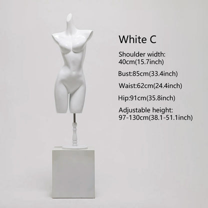 DE-LIANG Female Lingerie Display Form - White Gold Full Half Body Mannequin Bust Torso Hip Bra Panty Prop
