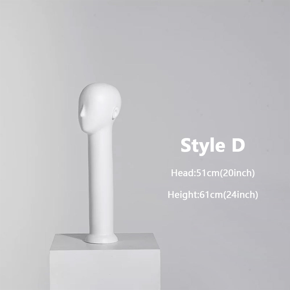DE-LIANG Long Neck Mannequin Head with Face Features – Fiberglass Hat Wig Scarf Display